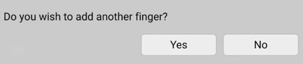 The "Do you wish to add another finger?" prompt